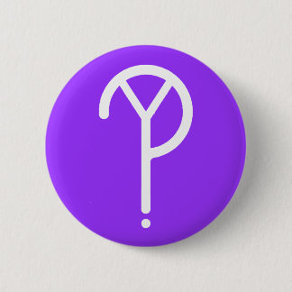 Badge Rond 5 Cm Y ? Blanc de symbole sur le pourpre