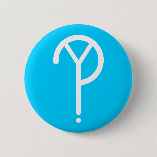 Badge Rond 5 Cm Y blanc ? Symbole sur le bleu (Devant)