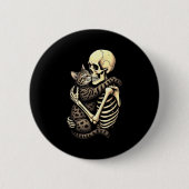 Badge Rond 5 Cm Y Skeleton Hugging Cat Halloween Lovers Human Pro (Devant)