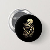 Badge Rond 5 Cm Y Skeleton Hugging Cat Halloween Lovers Human Pro (Devant & derrière)