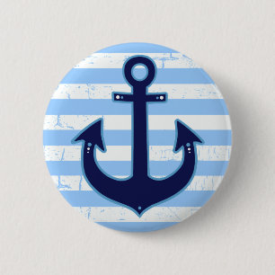 Badge Rond 5 Cm yachting striped navy anchor