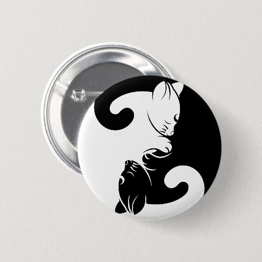 Badge Rond 5 Cm Yang de yin de chats (Devant & derrière)