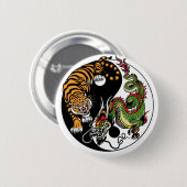 Badge Rond 5 Cm yang de yin de dragon et de tigre (Devant & derrière)