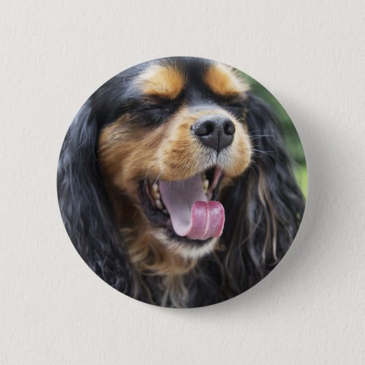Badge Rond 5 Cm Yawning Cavalier King Charles Spaniel (Devant)