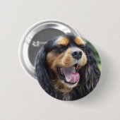Badge Rond 5 Cm Yawning Cavalier King Charles Spaniel (Devant & derrière)