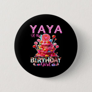 Badge Rond 5 Cm Yaya de la fille d'anniversaire bonbons assortis