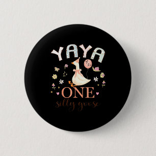 Badge Rond 5 Cm Yaya de la fille du premier anniversaire d'une oie