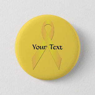 Badge Rond 5 Cm Yellow Awareness Ribbon Button Template