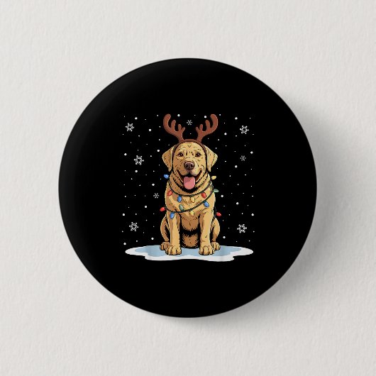 Badge Rond 5 Cm Yellow Lab Labrador Christmas Reindeer Dog Lover X (Devant)