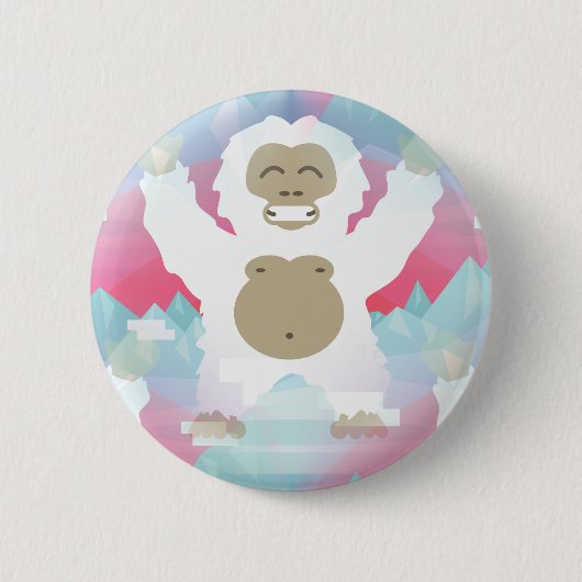Badge Rond 5 Cm yeti rose (Devant)