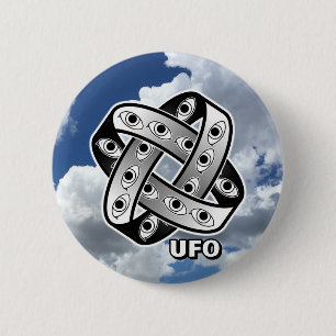 Badge Rond 5 Cm Yeux louches d'OVNI
