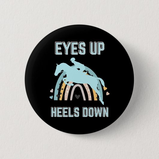 Badge Rond 5 Cm Yeux vers le haut talon vers le bas - amusant chev (Devant)