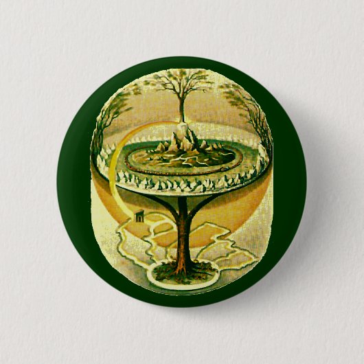 Badge Rond 5 Cm Yggdrasil, Arbre De Vie (Devant)
