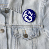 Badge Rond 5 Cm YIN & YANG Geckos white + votre idée (En situation)