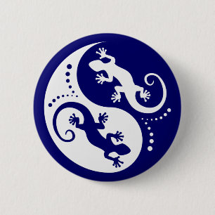 Badge Rond 5 Cm YIN & YANG Geckos white + your idea