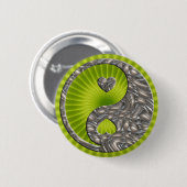 Badge Rond 5 Cm Yin & Yang / Hearts SILVER (Devant & derrière)