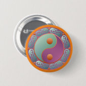 Badge Rond 5 Cm Yin Yang Médaillon Violet Turquoise (Devant & derrière)