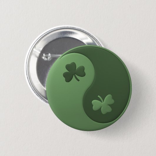 Badge Rond 5 Cm Yin Yang Shamrocks (Devant & derrière)