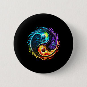 Badge Rond 5 Cm Yin Yang, Taoïsme, Tai Chi, Qi Gong, Polarité, Dua