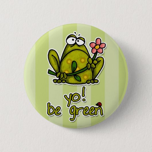 Badge Rond 5 Cm yo ! soyez vert (Devant)