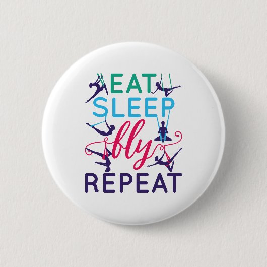 Badge Rond 5 Cm Yoga Aérien Manger Sleep Vol Répéter (Devant)