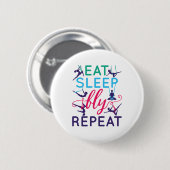 Badge Rond 5 Cm Yoga Aérien Manger Sleep Vol Répéter (Devant & derrière)