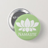 Badge Rond 5 Cm Yoga de Namaste Lotus blanc (Devant & derrière)