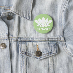 Badge Rond 5 Cm Yoga de Namaste Lotus blanc