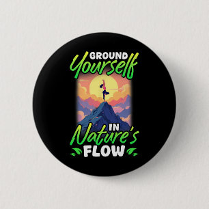 Badge Rond 5 Cm Yoga et nature : retrouvez vos racines dans le flu