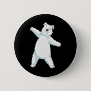 Badge Rond 5 Cm Yoga Fitness Gymnastique de l'ours polaire
