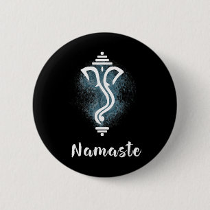 Badge Rond 5 Cm Yoga Ganesha Chakra Namaste Énergie Lotus Karma Om