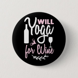 Badge Rond 5 Cm Yoga Lover   Will Yoga Pour Vin