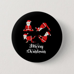 Badge Rond 5 Cm Yoga Noël Fitness