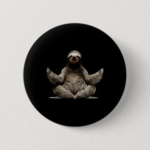 Badge Rond 5 Cm Yoga Paresseux Namaste Méditation Bouddhiste Zen B