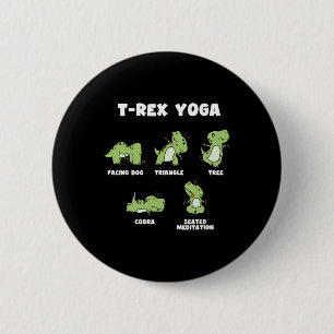 Badge Rond 5 Cm Yoga T-rex 