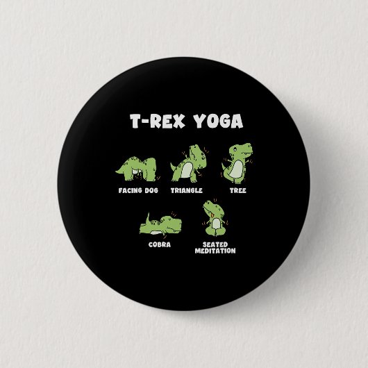 Badge Rond 5 Cm Yoga T-rex  (Devant)