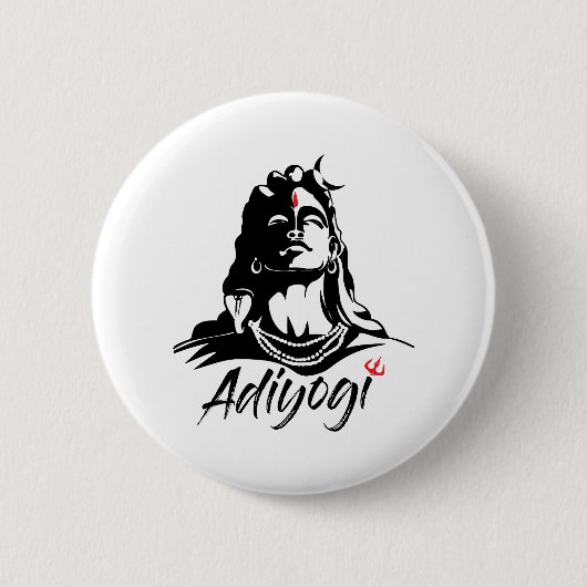 Badge Rond 5 Cm Yogi Shiva Mahadev Aum d'Adiyogi ou d'Adhi indou (Devant)