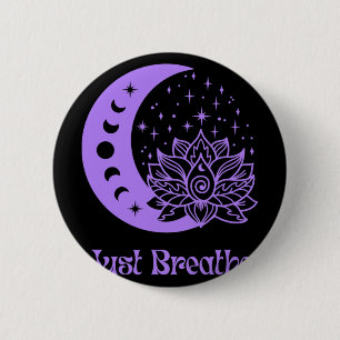Badge Rond 5 Cm Yogi Violet Phase Lunaire Yoga Méditation Juste Re