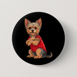 Badge Rond 5 Cm Yorkie avec Yorkshire Terrier tatoué Amour