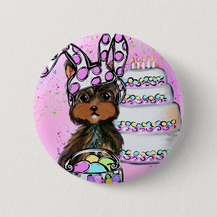 Badge Rond 5 Cm Yorkie Poo Easter