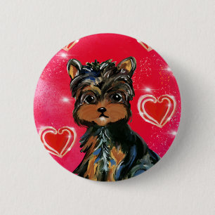 Badge Rond 5 Cm Yorkie Poo Valentine