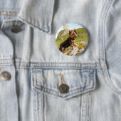 Badge Rond 5 Cm Yorkshire Terrier (En situation)