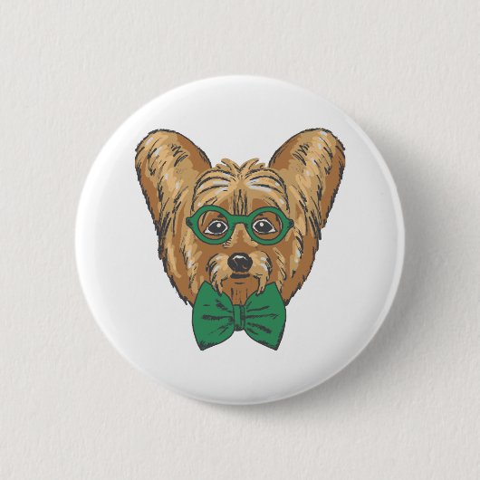 Badge Rond 5 Cm Yorkshire Terrier Hipster (Devant)