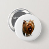 Badge Rond 5 Cm Yorkshire Terrier Maman 2 (Devant & derrière)