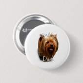 Badge Rond 5 Cm Yorkshire Terrier Papa 2 (Devant & derrière)