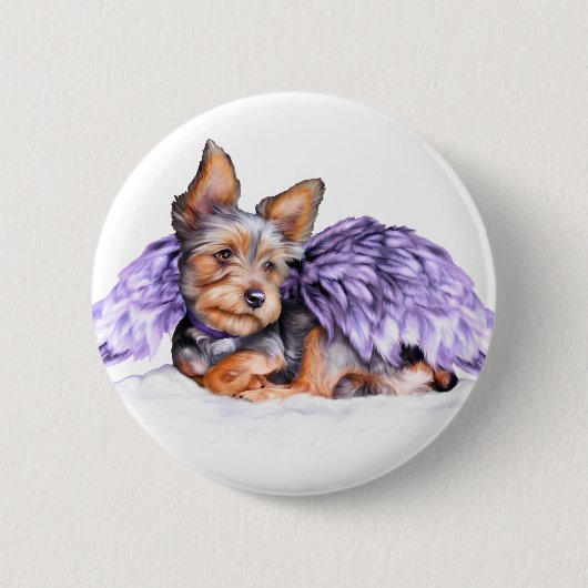 Badge Rond 5 Cm Yorkshire Terrier Yorkie Angel (Devant)