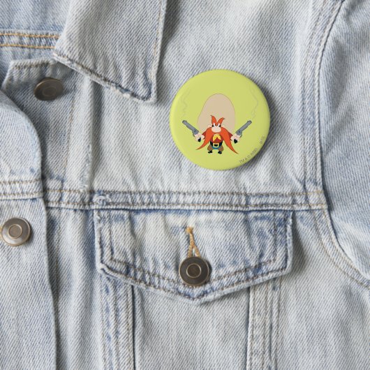 Badge Rond 5 Cm Yosemite Sam Reculez (En situation)