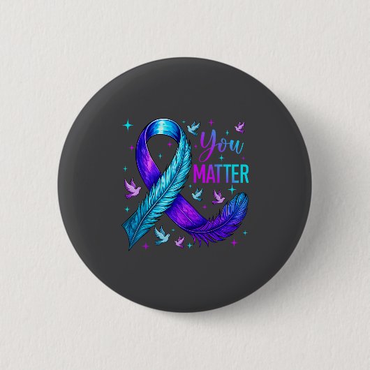 Badge Rond 5 Cm You Ribbon Bird Suicide Prevention Awareness  (Devant)