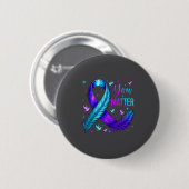 Badge Rond 5 Cm You Ribbon Bird Suicide Prevention Awareness  (Devant & derrière)