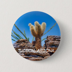 Badge Rond 5 Cm Young Teddy Bear Cholla Cactus, Tucson
